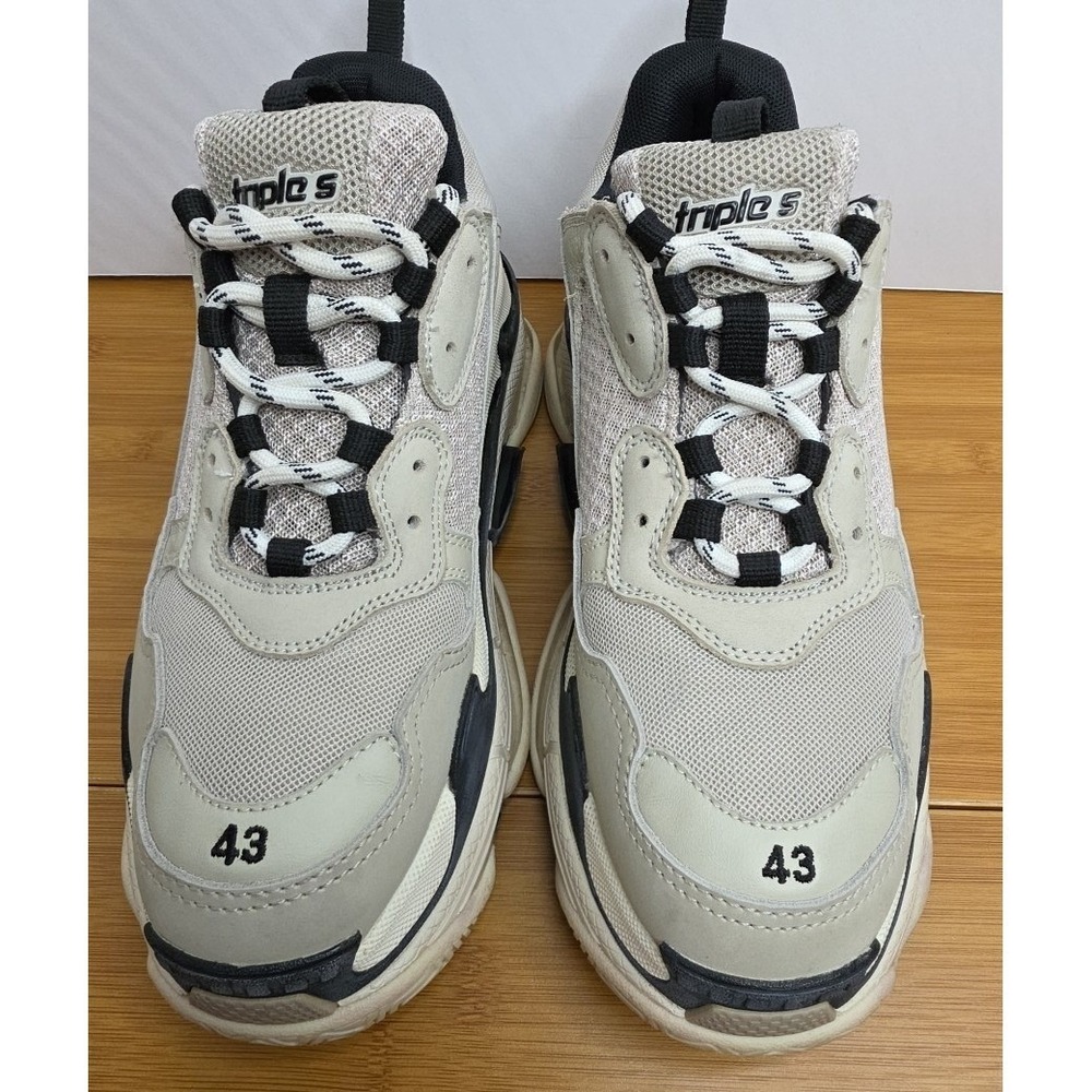 Balenciaga Triple S Sneakers Mens 43 Beige Cream Black Chunky Dad Shoes 533882 - Picture 8 of 13